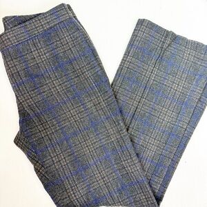 Theory Yadie Wool Baby Alpaca Blend Plaid Pants Size 6 Gray Blue Check Trousers